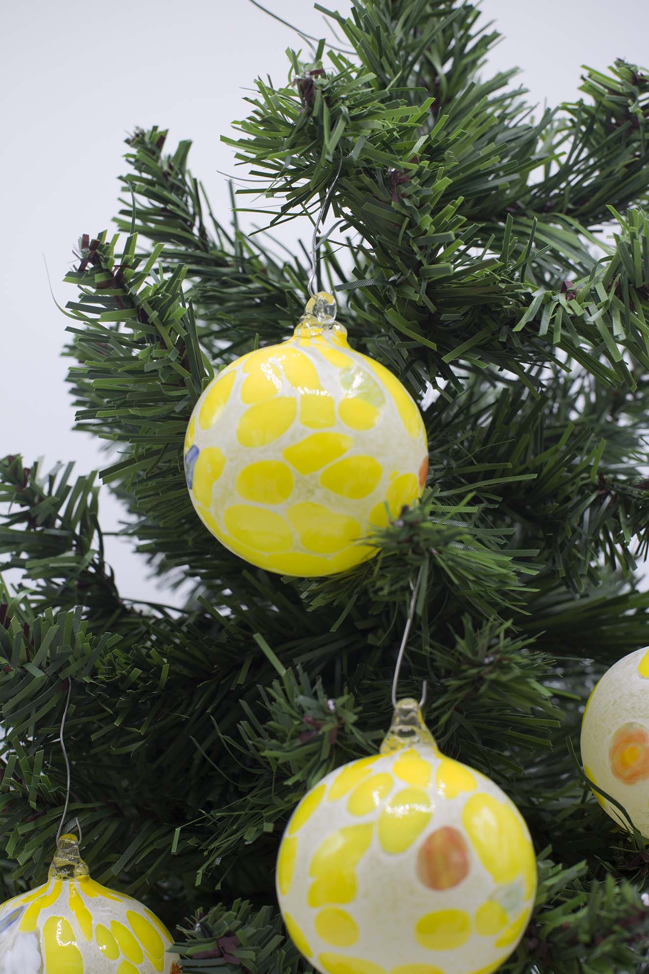 Bola de Natal amarela em vidro Murano - Murano na Web